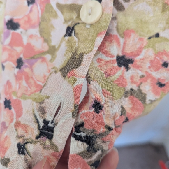 J. Jill Floral Linen Mini Dress in Pink and Green Pastel Colors, L - Picture 6 of 10